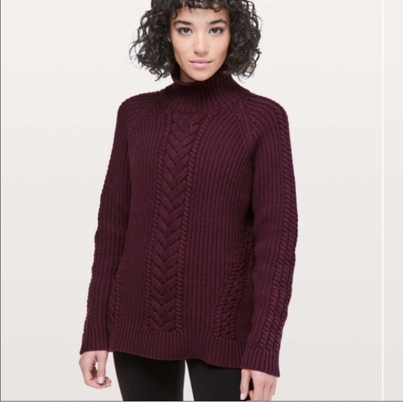 lululemon athletica Sweaters - Lululemon Purple Cable Knit Turtleneck Sweater